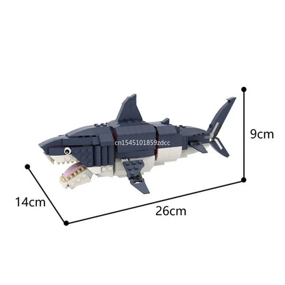 MOC Marine Animals Shark Whale Megalodon Building Blocks Set Deep Sea Rescue Fish Bricks Educational Assembly Model Toys Gifts