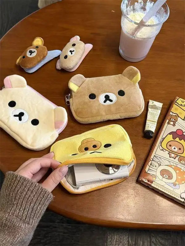 Kawaii Rilakkuma Coin Purse Wallet, Creative Peripheral Korilakkuma CCD Storage Card Bag, Couple Birthday Small Storage Bag Gifts