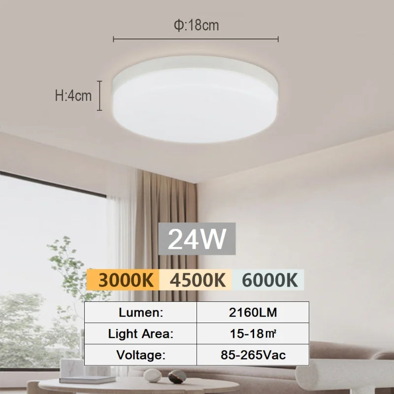 LED Ceiling Lamp 18-48W Flush Mount Fixture 3000K-6000K Daylight Modern Home Lighting for Bedroom Living Room Kitchen Hallway