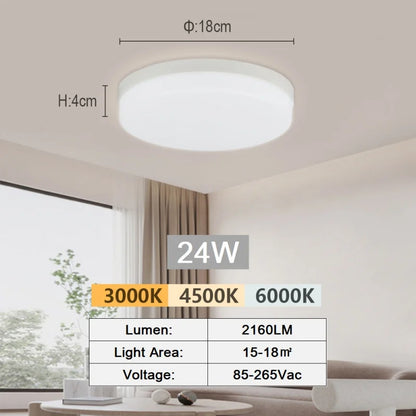 LED Ceiling Lamp 18-48W Flush Mount Fixture 3000K-6000K Daylight Modern Home Lighting for Bedroom Living Room Kitchen Hallway