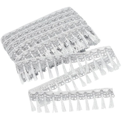 5 Yards Gold Silver Fringe Tassel Trim  Polyester Fibre Fringe Lace Trim Ribbon Crafting Lace Sewing Trim for Curtain Clothes Ho
