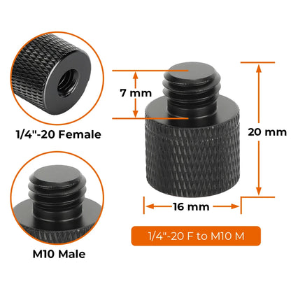 HDRig Universal 1/4"-20 Female to 1/4" 3/8" M4 M5 M6 M8 M10 M12 Male Threaded Screws Mount Adapters Tripod Camera