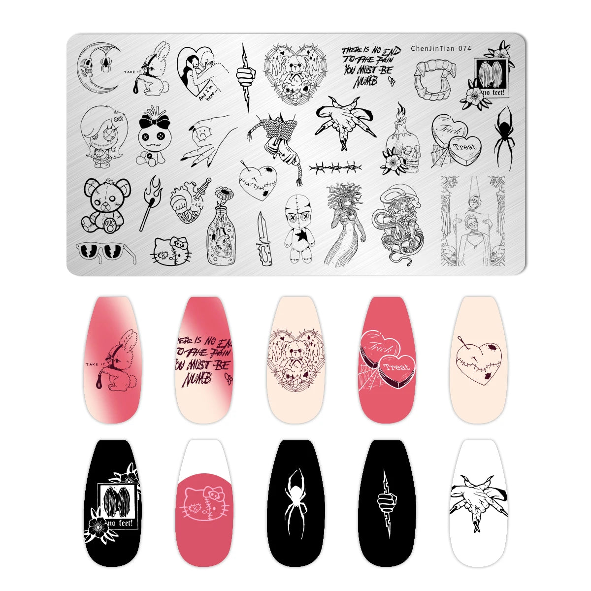 RJ Halloween Nail Stamping Plates, Beautiful zombie Festival Pattern Nail Art Image Plates, Stainless Steel Nail Art Plate Stencil