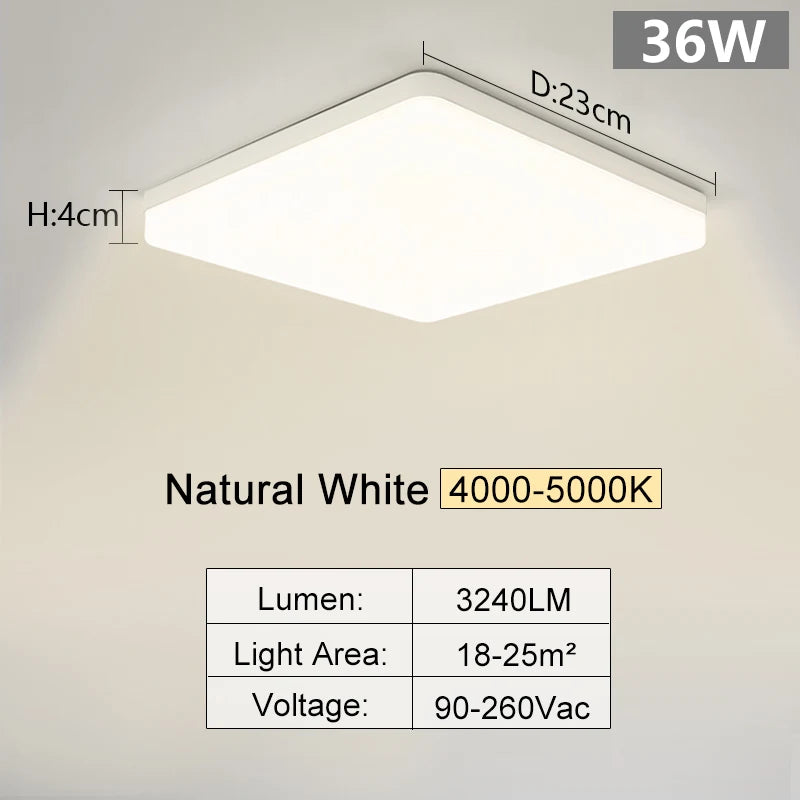 Square Led ceiling lamp, bedroom lighting, Neutral white, cold white, warm white, 48W 36W 24W 18W led ceiling light room, MARPOU