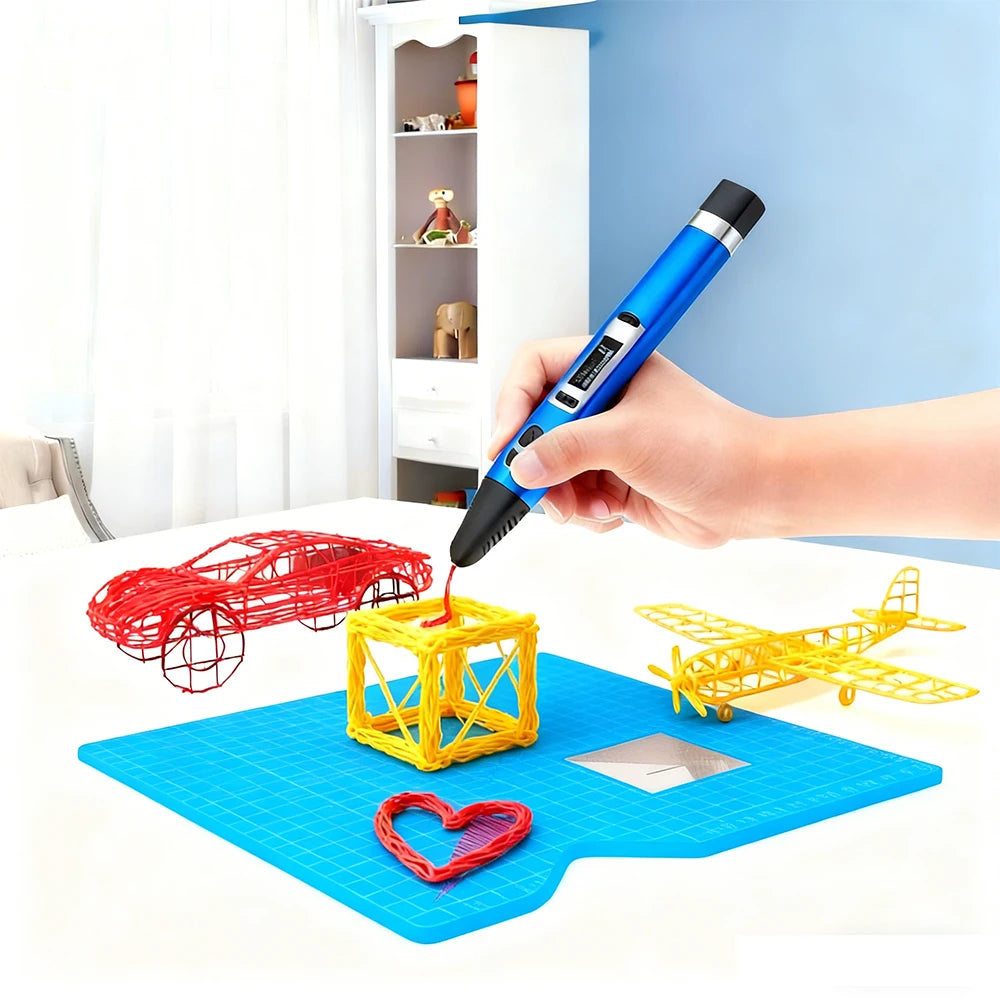 3D Printing Pen Silicone Design Mat with 2 Finger Protectors Template Drawing Tools Silicone Pad Drawing Tools for Kids Adults