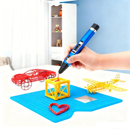 3D Printing Pen Silicone Design Mat with 2 Finger Protectors Template Drawing Tools Silicone Pad Drawing Tools for Kids Adults