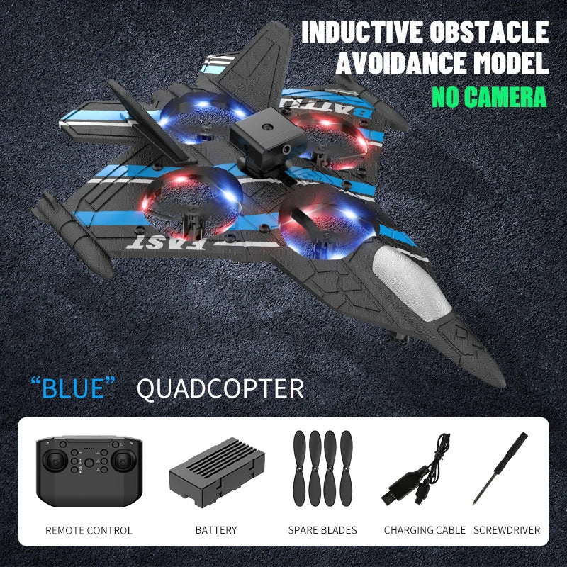 Aircraft RC Plane with Camera Remote Control Helicopter Obstacle Avoidance Fighter 2.4G Airplane EPP Foam Kids Christmas Toys