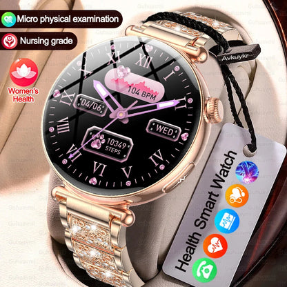 2026 New Women's AI Smart Diagnosis Smartwatch HRV+ECG Uric Acid Blood Oxygen Health Monitor IP68 Waterproof Sports Smartwatches