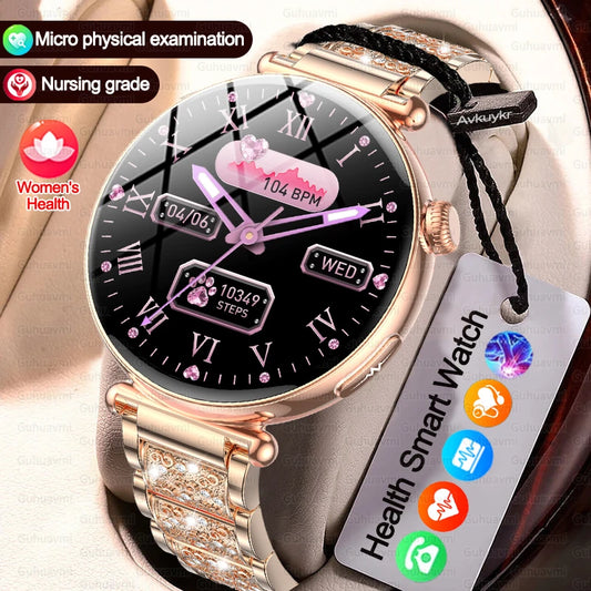 2026 New Women's AI Smart Diagnosis Smartwatch HRV+ECG Uric Acid Blood Oxygen Health Monitor IP68 Waterproof Sports Smartwatches