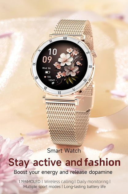 LIGE 1.19"Ultra-Slim AMOLED HD Display Fitness Tracker Smartwatch Bluetooth Call Heart Rate Monitor Waterproof Smart Watch Women
