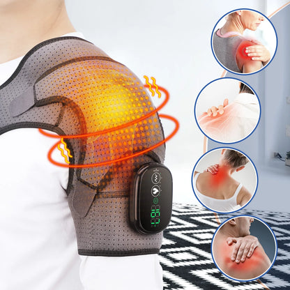 Electric Heating Shoulder Massage Belt Back Shoulder Brace Shoulder Support Adjustable LED Hot Compress Heating Shoulder Shawl