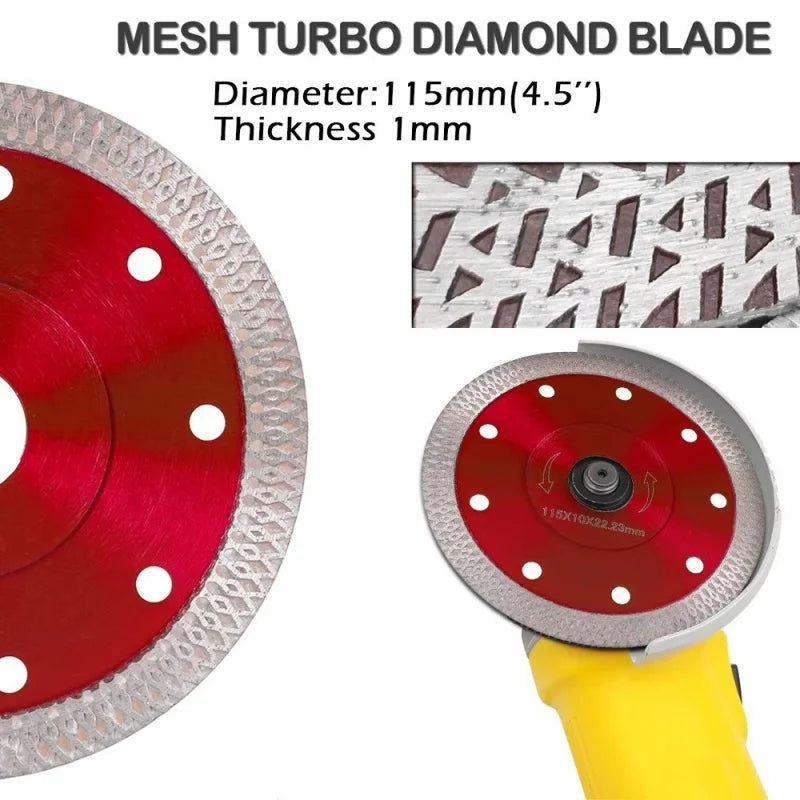 1Pc, Diamond Dry Cutting Blade Disc, Porcelain Ceramic Tile, Turbo Thin Cutting, Marble Concrete Sandstone, 105 115 125mm