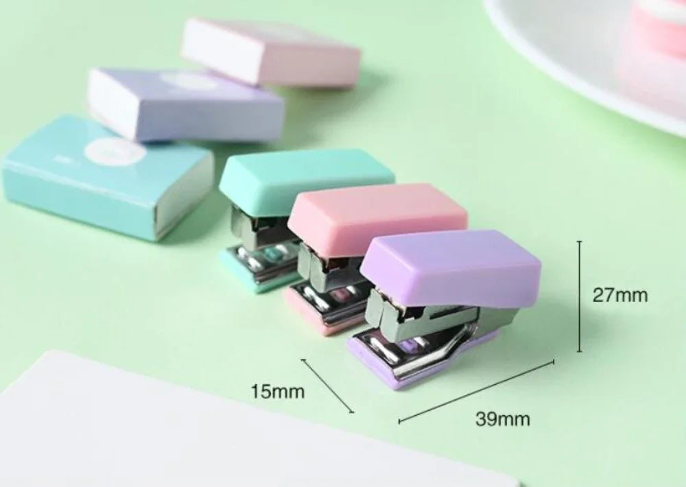 Cute Mini Stapler Morandi Color Metal Stapler Set with 500pcs 10# Staples Binding Tools Cute Stationery School Office Supplies