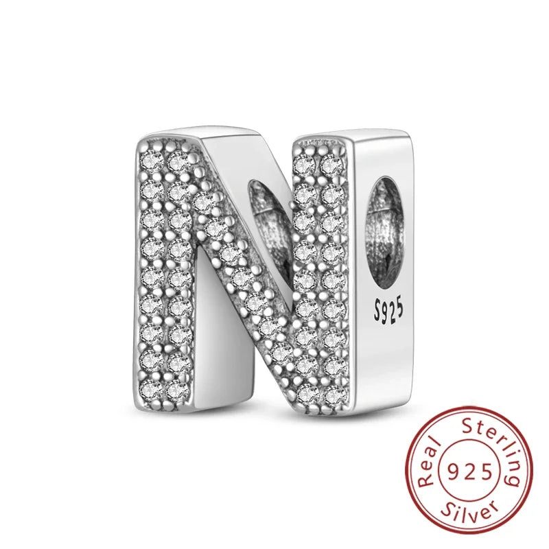 925 Sterling Silver 26 Letters Charms A-Z Alphabet Beads Fit Original Bracelet for Women Girl DIY Fine Jewelry Gift