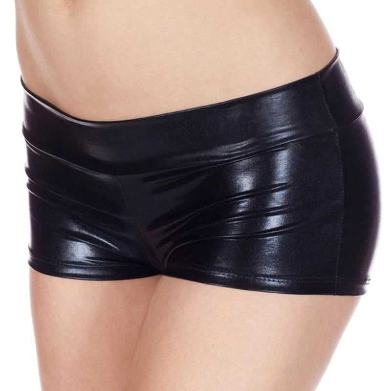 Women's Metallic Booty Shorts, Shining Low Waist Shorts, Dance Festival Bottoms Faux Leather Hot Pants, Clubwear Gifts