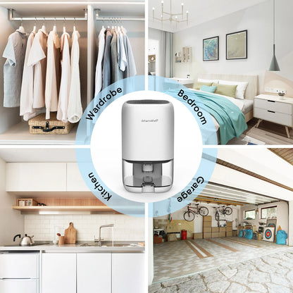 1L Air Dehumidifier for Bedroom, Home Appliances with Air Filter  280 sq. ft, Mini Portable Ultra Quiet, Auto Bucket Full Shut Off  Closet