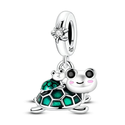 PAMELA 925 Sterling Silver Sea Turtle Starfish Blue Charm Dolphin Octopus Shell Bead For Original Charms Bracelets Ocean Jewelry