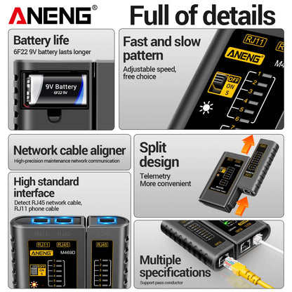 ANENG M469D network line finder RJ45RJ11 dual interface telephone line and network cable on/off detection split type line tester