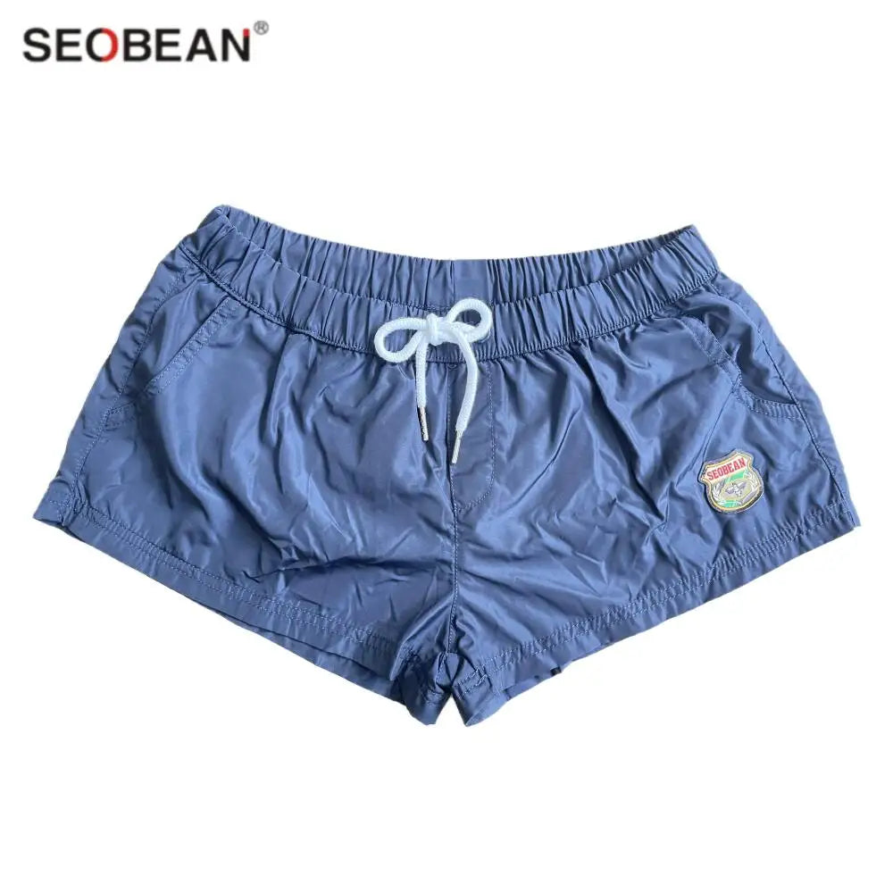 Men's Summer Beach Shorts, Swimwear Trunks Board Short Pants, Male Gym Shorts, Swim Surf Fitness Quick Dry Shorts, SEOBEAN