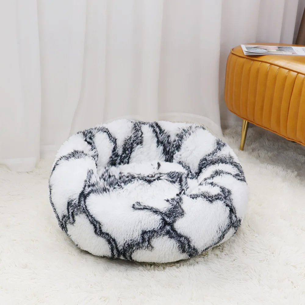 40-90cm Round Pet Bed for Large Dog Bed Super Soft Cat Bed Long Plush Dog House for Medium Dog House Winter Warm Sleeping