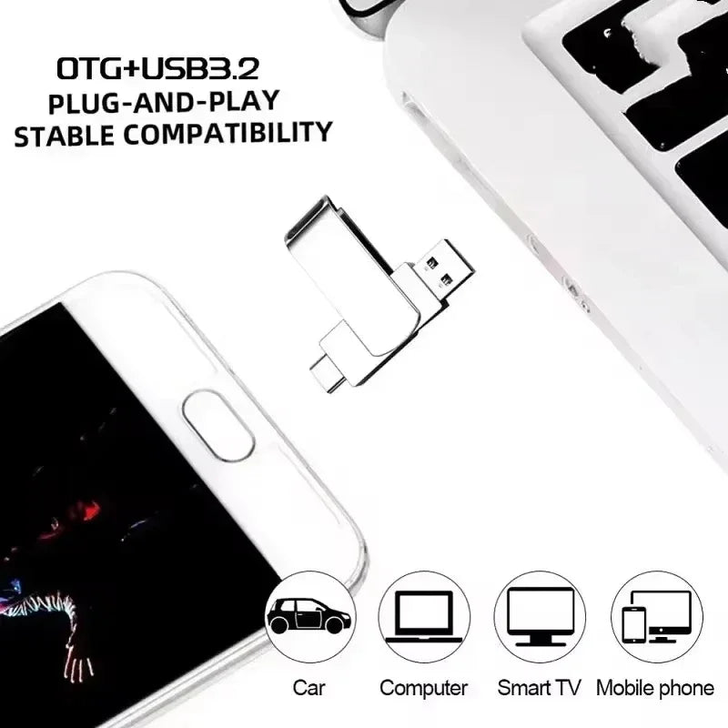 With Metal Pendrive USB Drives Type-C Memoria For Xiaomi 512GB High Speed WaterProof 256GB USB 3.2 Flash Drives U Disk USB Stick