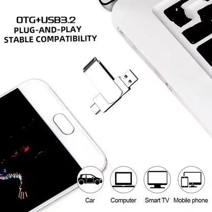 With Metal Pendrive USB Drives Type-C Memoria For Xiaomi 512GB High Speed WaterProof 256GB USB 3.2 Flash Drives U Disk USB Stick