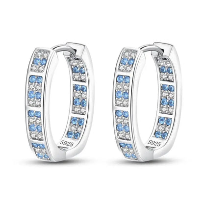 925 Sterling Silver Moon Universe Starry Sky Series Charm Earrings Women Blue Shiny Zircon Daily Wear Jewelry
