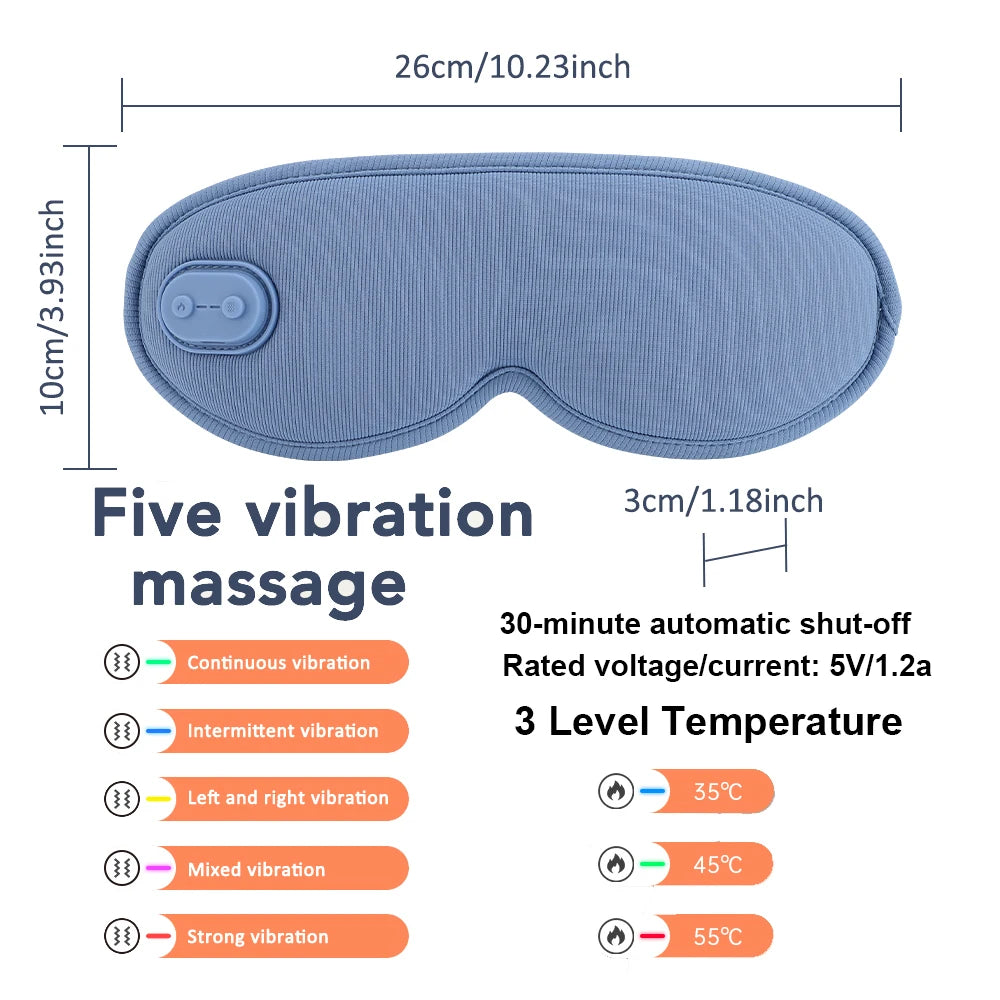 USB Charging Hot Compress Eye Mask for Dry Eye Relief, Heated Massage Steam Eyemask with Remote Control for Office and Sleeping Use