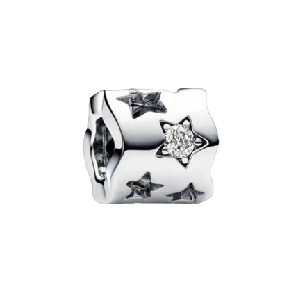 New Fashion 925 Sterling Silver Romantic Starry Sky Moon Sun Stars Pendant Fit Original Charms Bracelet Women Jewelry Gift