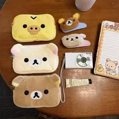 Kawaii Rilakkuma Coin Purse Wallet, Creative Peripheral Korilakkuma CCD Storage Card Bag, Couple Birthday Small Storage Bag Gifts
