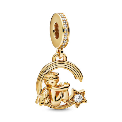 New Fashion 925 Sterling Silver Romantic Starry Sky Moon Sun Stars Pendant Fit Original Charms Bracelet Women Jewelry Gift