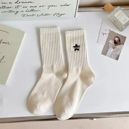 Cotton Women's Socks Frilly Ruffle Socks Spring Summer Casual Ankle Short Boat Socks Loose Knit Solid Color Mid-Calf Socks