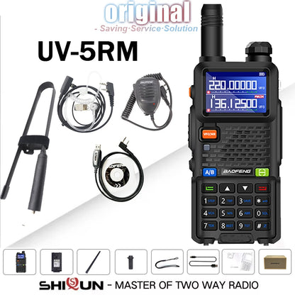 UV-5RM Baofeng Walkie Talkie 3800mAh Battery USB-C Charger 14.5W UHF VHF Wireless Copy Frequency 999CH FM Ham Radio Update UV-5RH