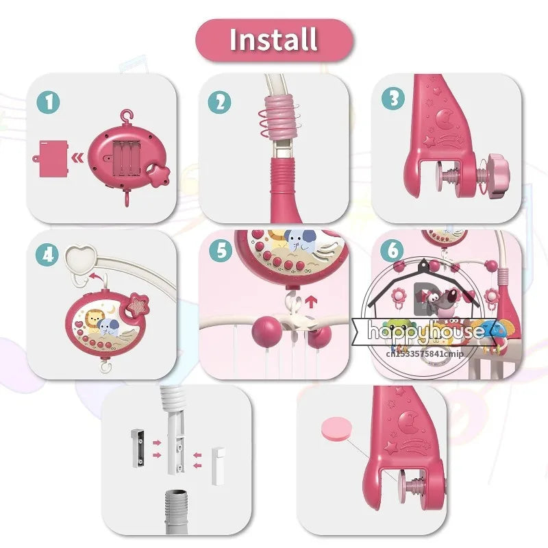 Baby Crib Mobile with Lights Music Projection for Infants 0-6 Months Remote Control Crib Toys for Newborn Baby Mobile for Crib