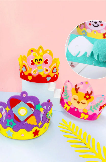 4 Pcs Creative DIY Handmade Toys Crown Hat Princess Tiara Cartoon Kindergarten Educational Art Craft EVA Paper Kids Party Gifts