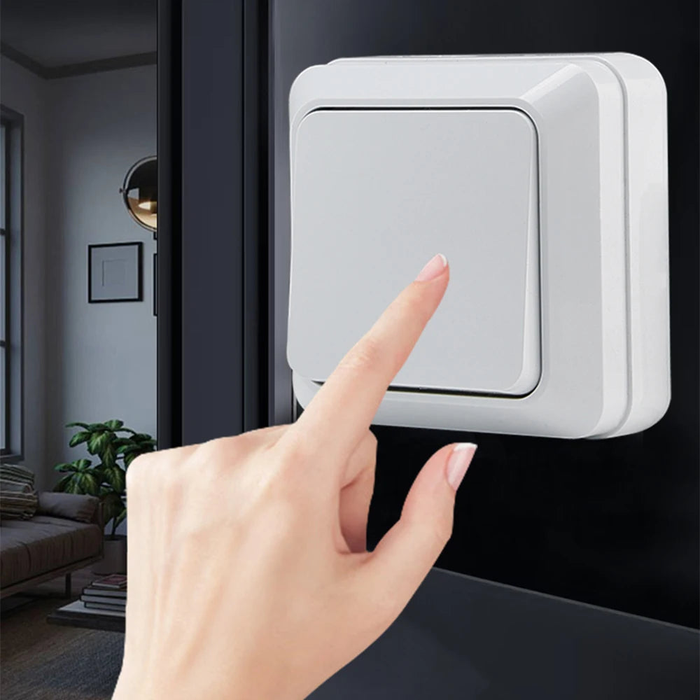 WESA Wall Mount Button Switch Classic Plastic Surface 1 Gang 1 Way Vintage Outdoor White Wall Exterior Switch On And Off