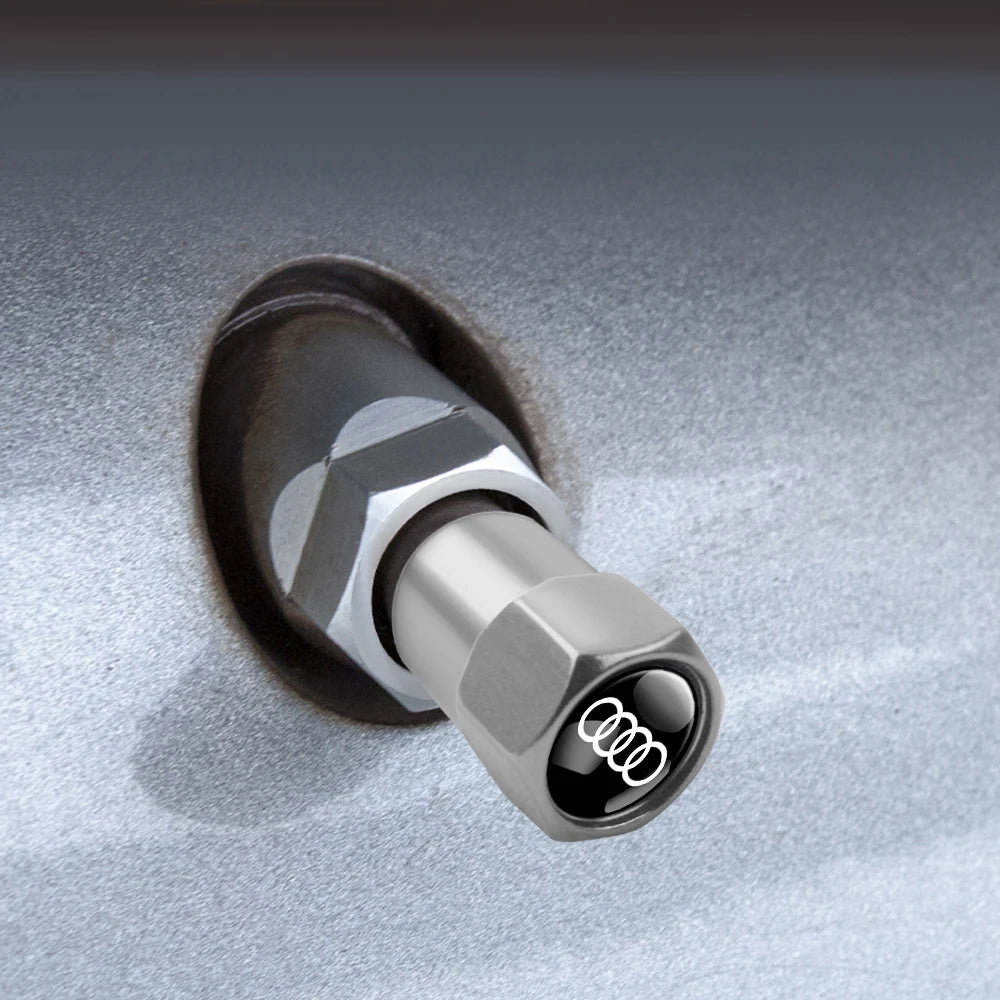 4pcs 3D Metal Styling Car Wheel Tire Valve Air Stem Cap Cover For Audi RS3 TT Sline 8L B2 A3 Quattro A8L Q5 A7 B9 8V A1 A5 Q3 A8