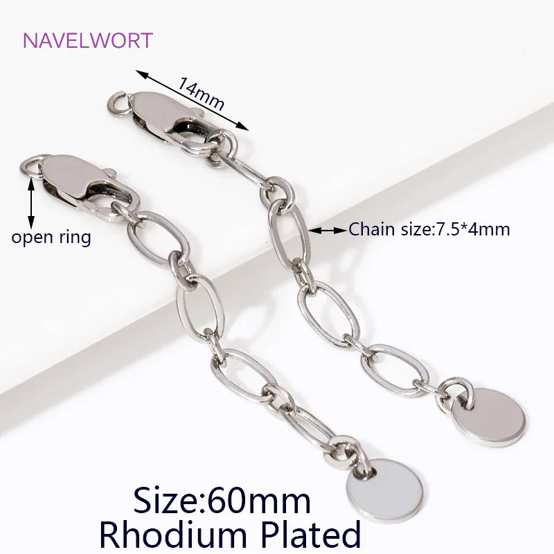 1/3/5Pcs/lot, 18K Gold Plated Round Extension Chain For Jewelry Making, Brass Extended Tail Chain, DIY Necklace Accessories