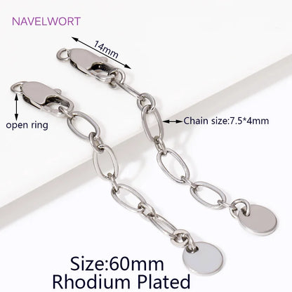 1/3/5Pcs/lot, 18K Gold Plated Round Extension Chain For Jewelry Making, Brass Extended Tail Chain, DIY Necklace Accessories