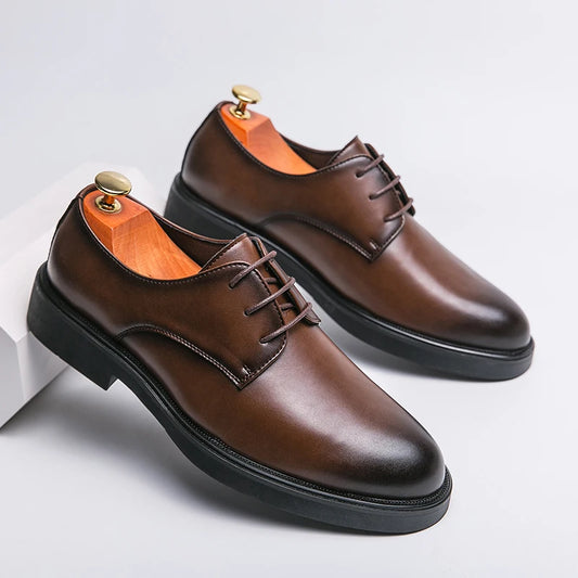 Spring Autumn Soft Sole Comfortable Casual Shoes, Men's Outdoor Hiking Travel Shoes, High End High Quality Men's Suit Dress Shoes