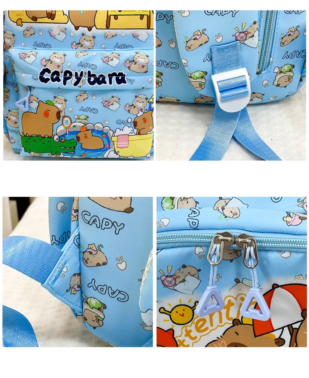 Cute Large Capacity Capybara Backpack, Cartoon Breathable Student Schoolbag, Nylon Ultra-light Book Bag, Back to school Girl