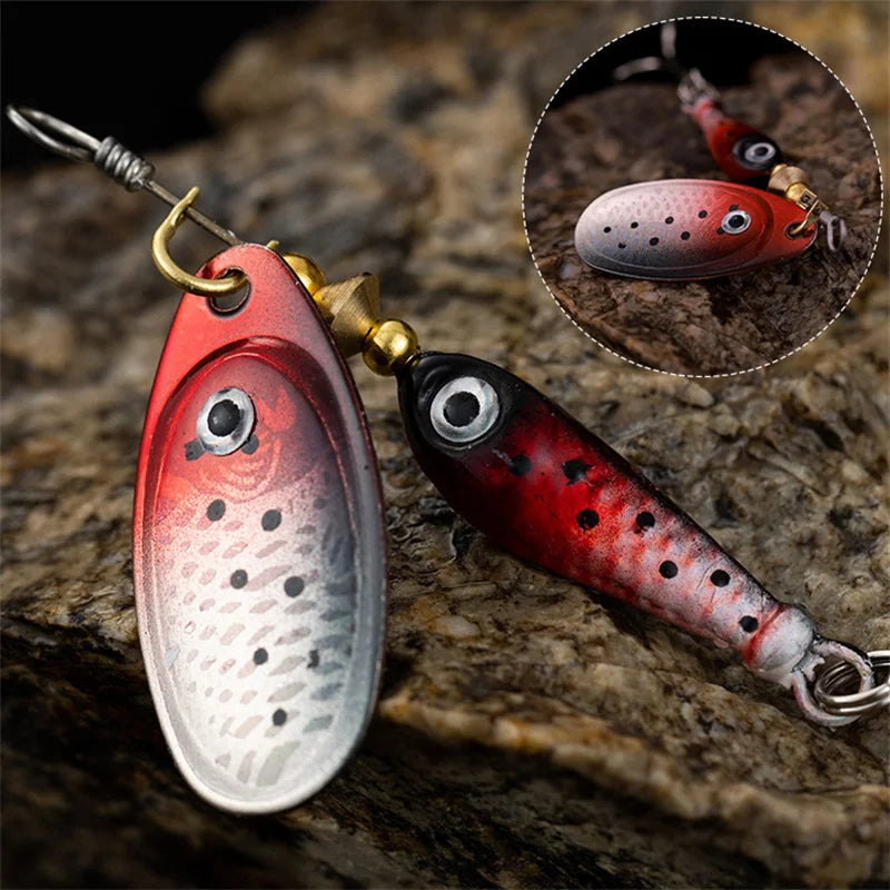 Rotating Metal Spinner Fishing Lures 9.1g 7cm Rotating Sequin Artificial Hard Baits Crap Bass Pike Treble Hook Fishing Tackle