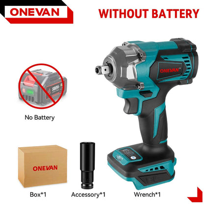 1200N.M Brushless Electric Impact Wrench, 3 Funtion 1/2" Cordless Portable Screwdriver Drill Tools For Makita Battery Pin, ONEVAN