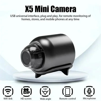 X5 Mini Camera 1080P Clear Night Vision Lightweight Portable Premium Cams Motion Detection Wireless WiFi Surveillance Cam 2026