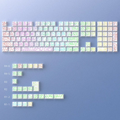 Contour Lines Translucent Keycaps Side Engraving Cherry Profile Black White Key Cap 60 70 80 90 100 Layout Mechanical Keyboard