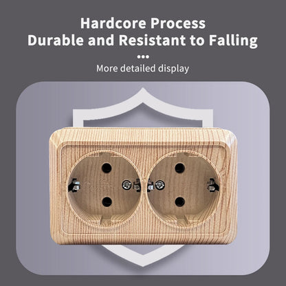 Wood Paint Wall Surface 2 Sockets Plugs EU Exterior Electrical Outlets With Ground Outdoor Power Socket Flame Retardant Plastic