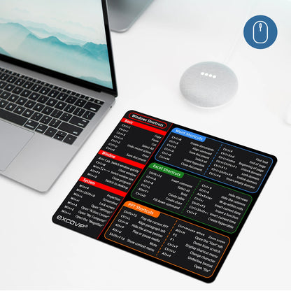 EXCO Shortcuts Mouse Pad Small Office Software Excel Mousepad Smooth Cloth with Non-Slip Rubber Base for Home Computer Laptop