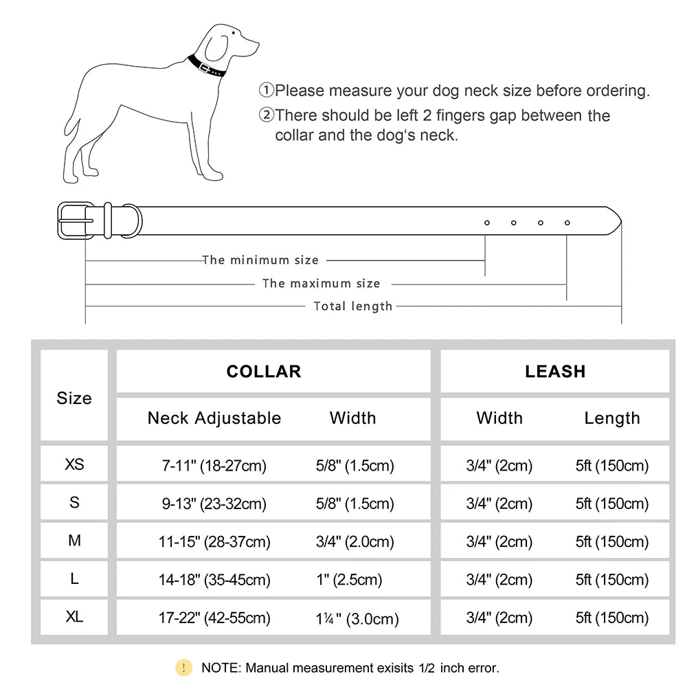 Customized Leather Dog Collar Leash Set, Soft Padded Leather Collar For Small Medium Large Dogs With Free Engraved Nameplate