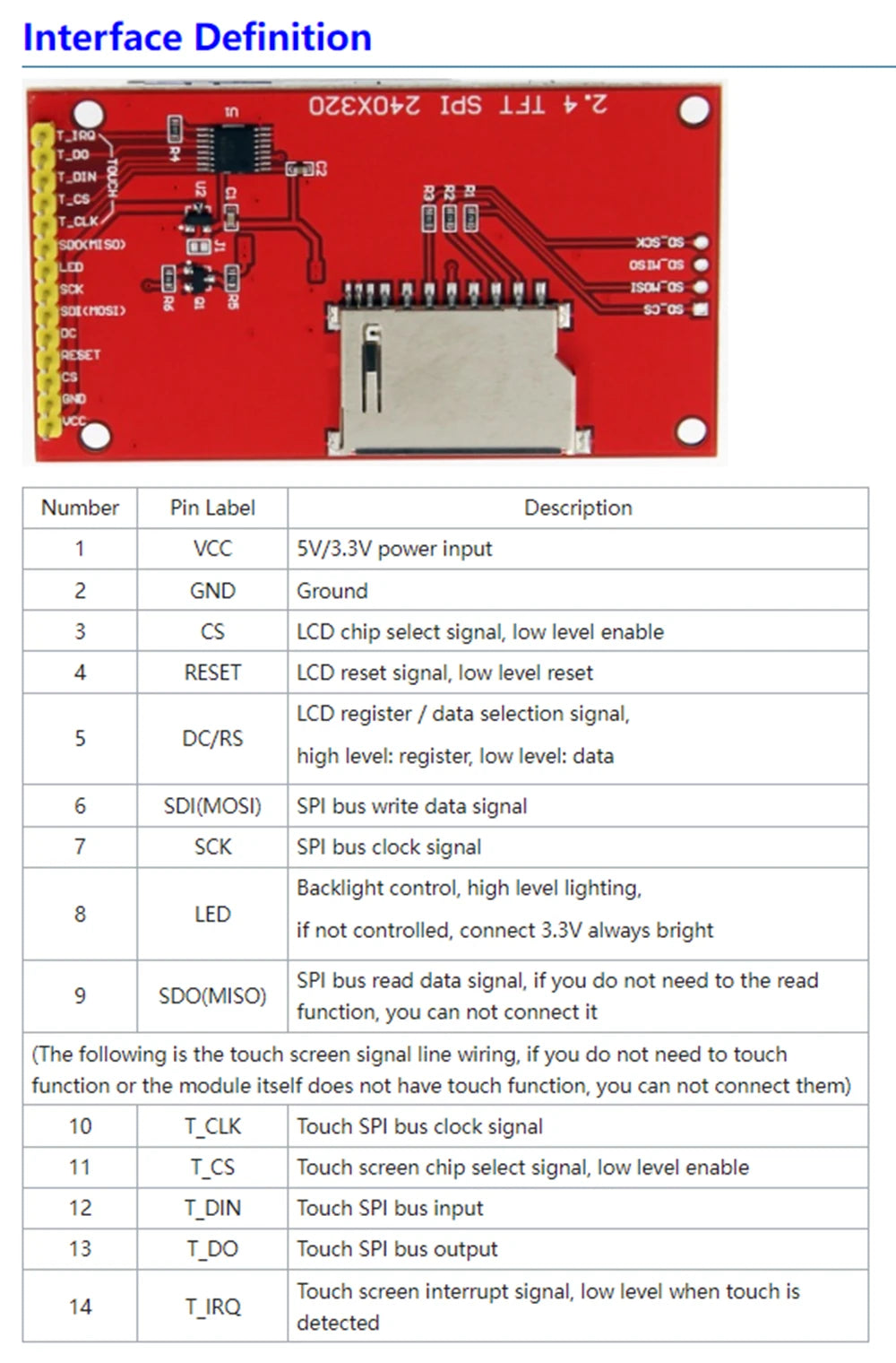 2.2 /2.4/2.8/3.2/3.5/4.0 Inch SPI TFT LCD Touch Panel Serial Port Module,  ILI9341  240x320 Serial LED Display