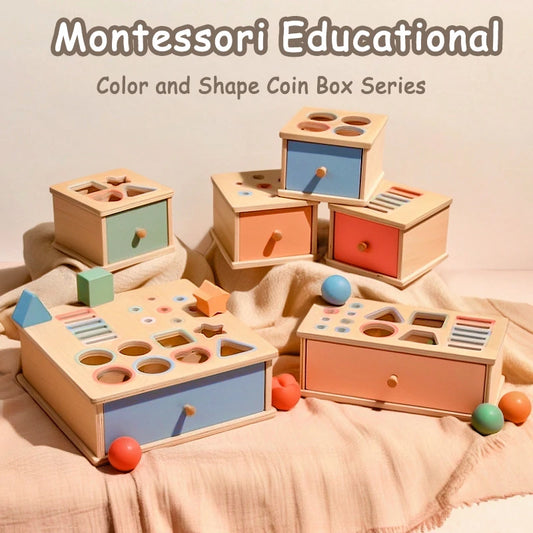 Baby Montessori Sensory Toy Obiect Permanent Box Color Sorting Matching Game Coin Box Ball Drop Fine Motor Skills Education Toys